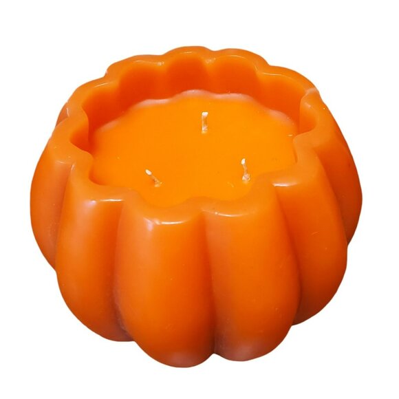 New Pumpkin Candle Halloween Jack O Lantern Autumn Fall Decor 3 Wick Heavy VTG - Picture 4 of 9
